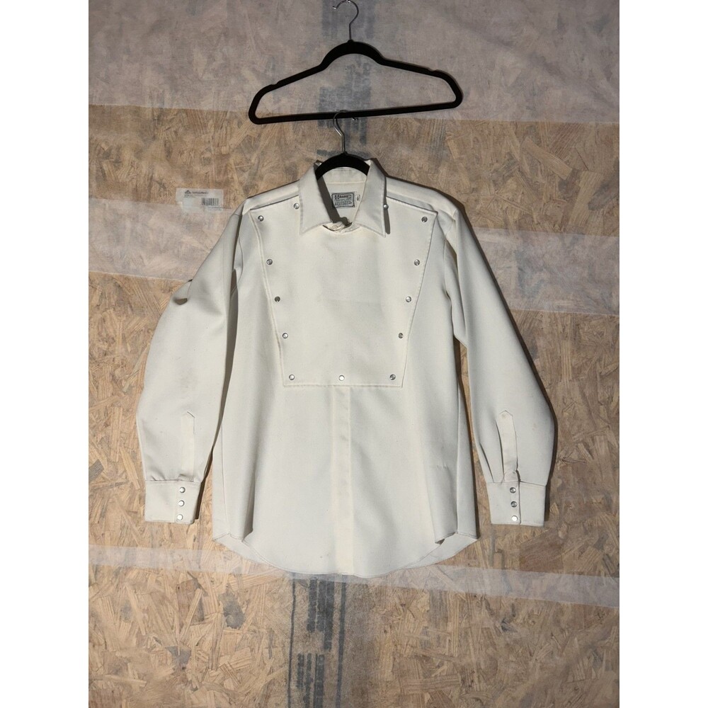 Vtg H Bar C Longtail California Ranchwear Sz 16.5 Western Pearl Snap Shirt Bib
